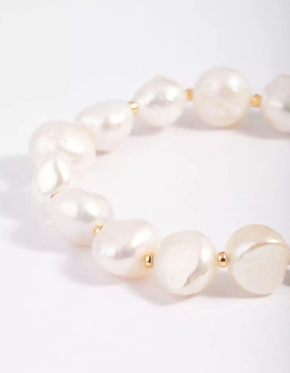 Gold Plated Freshwater Pearl Molten Fob Bracelet