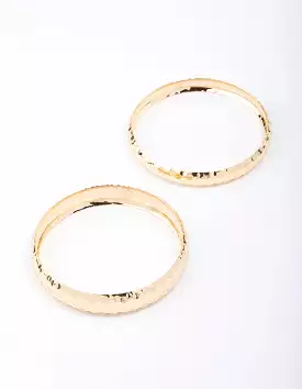 Gold Plated Hammered Bangle Pack