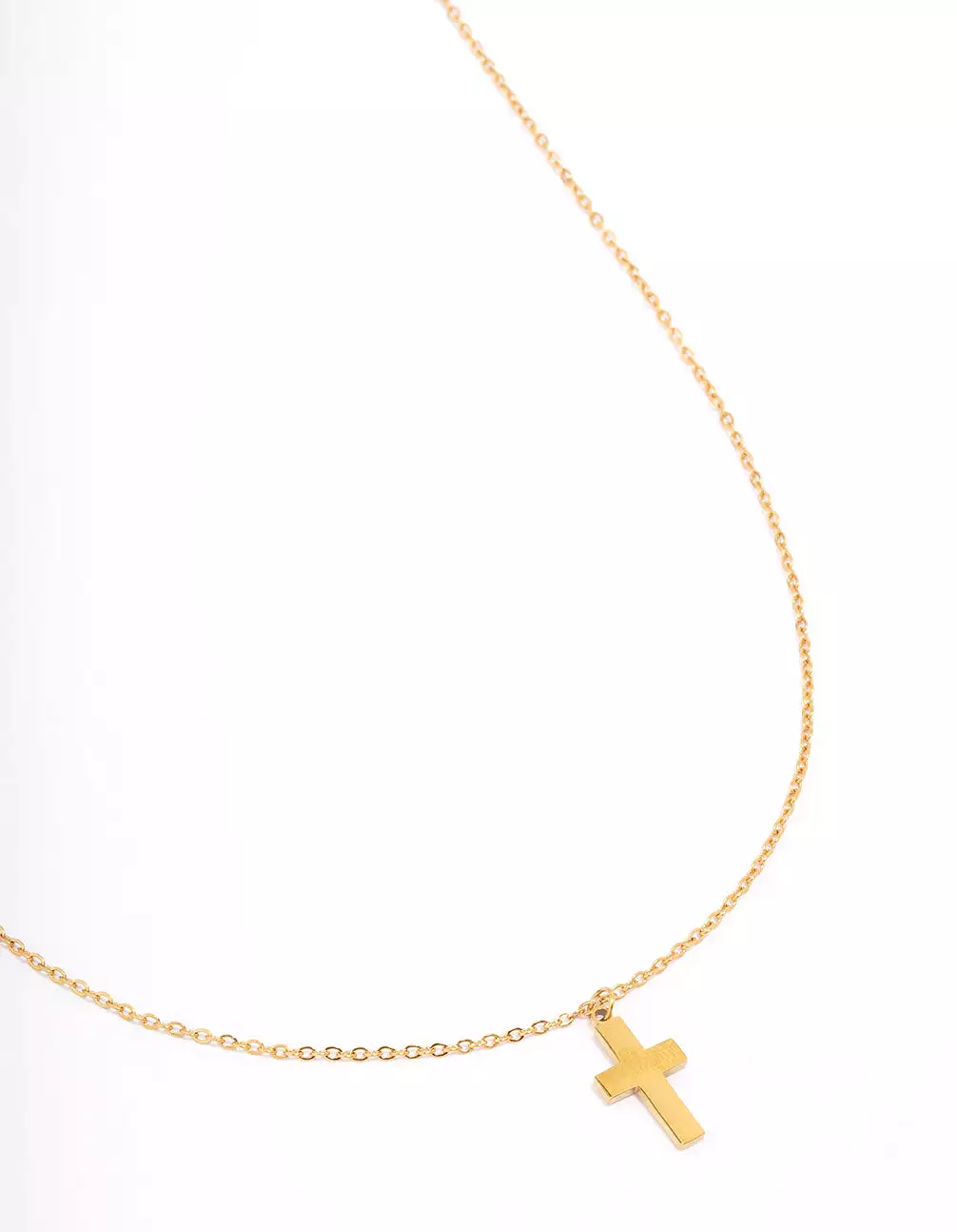 Gold Plated Plain Mini Cross Pendant Necklace