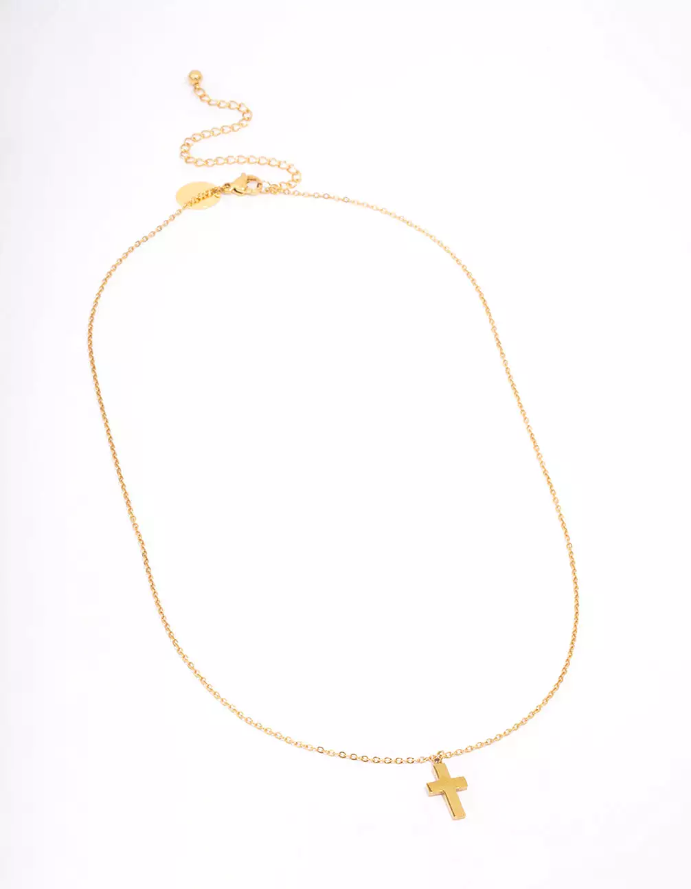 Gold Plated Plain Mini Cross Pendant Necklace