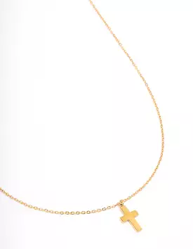 Gold Plated Plain Mini Cross Pendant Necklace