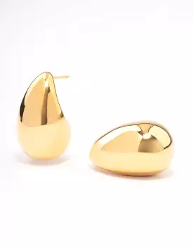 Gold Plated Stainless Steel Large Teardrop Earrings