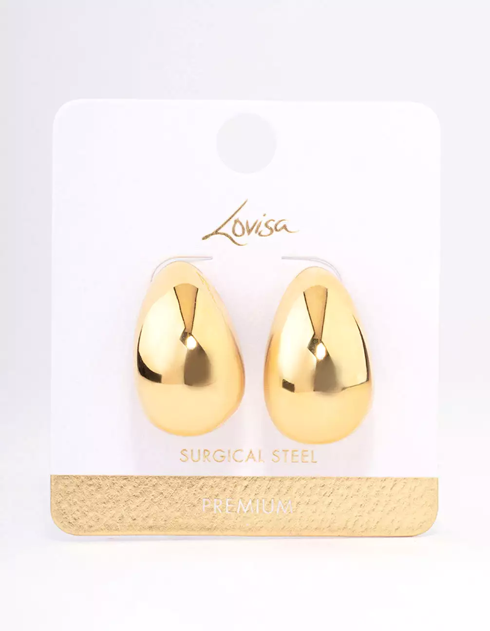 Gold Plated Stainless Steel Large Teardrop Earrings