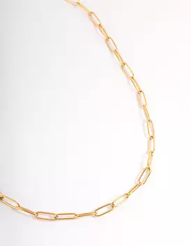 Gold Plated Stainless Steel Open Oval Link Necklace