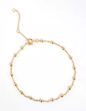 Gold Plated Sterling Silver Ball Chain Bracelet or Anklet