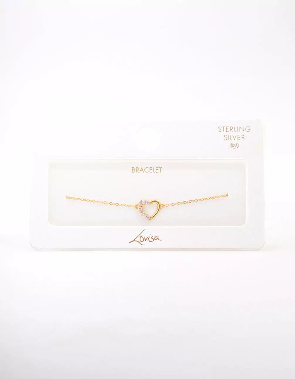 Gold Plated Sterling Silver Cubic Zirconia Heart Bracelet