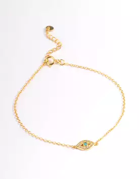 Gold Plated Sterling Silver Evil Eye Bracelet