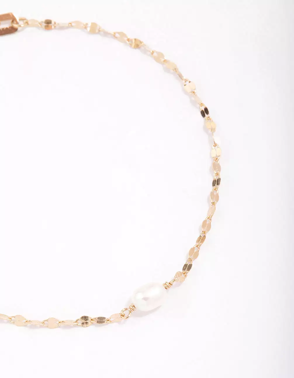 Gold Plated Sterling SIlver Freshwater Pearl Chain Bracelet