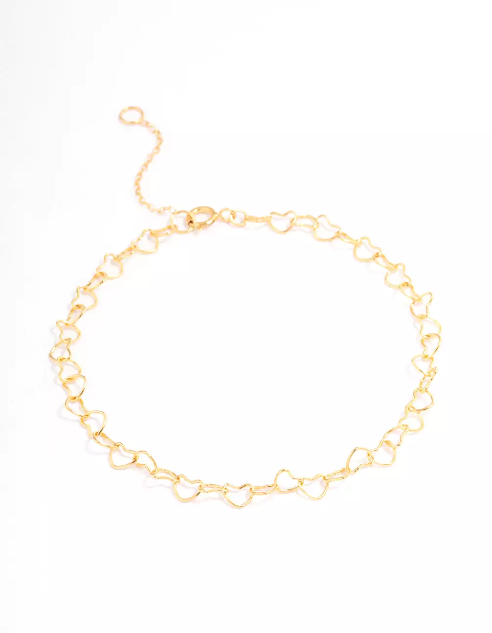 Gold Plated Sterling Silver Linked Hearts Bracelet