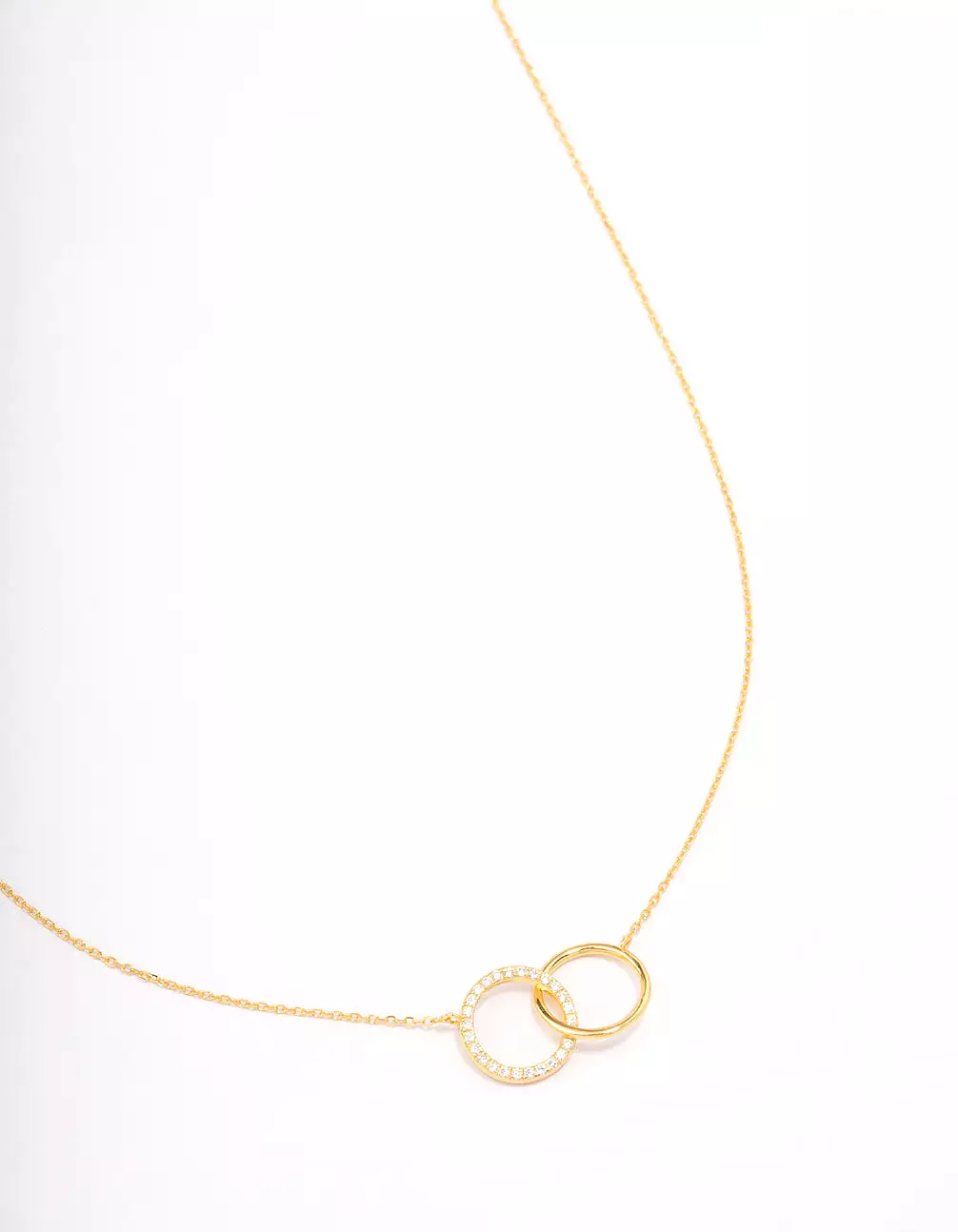 Gold Plated Sterling Silver Paved Link Hoop Necklace