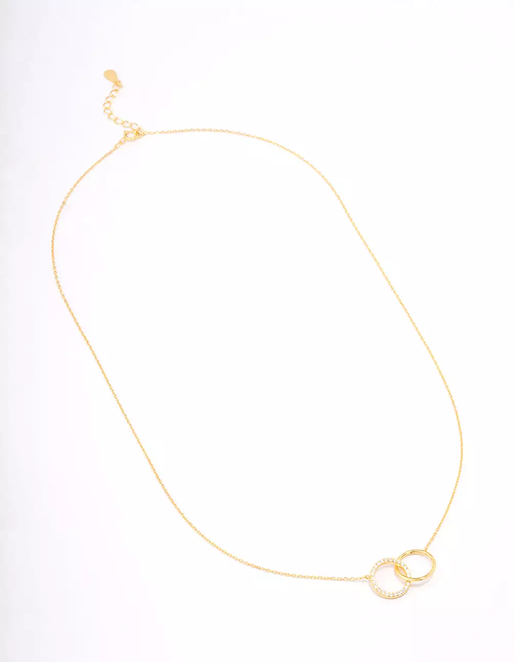 Gold Plated Sterling Silver Paved Link Hoop Necklace