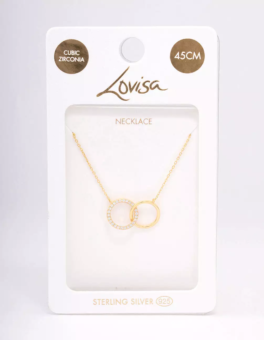 Gold Plated Sterling Silver Paved Link Hoop Necklace