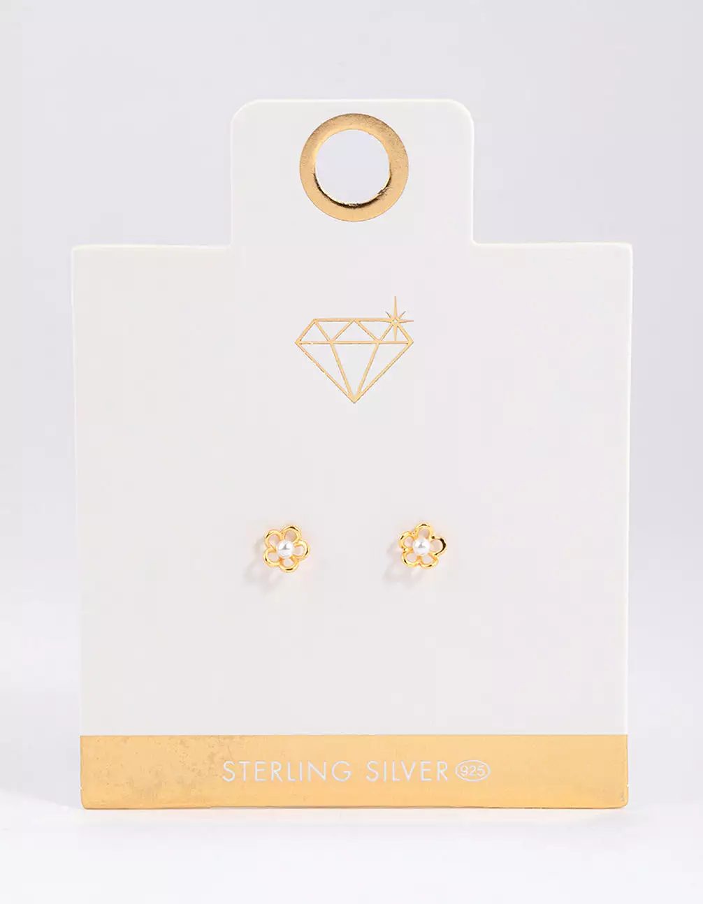 Gold Plated Sterling Silver Pearl & Flower Stud Earrings