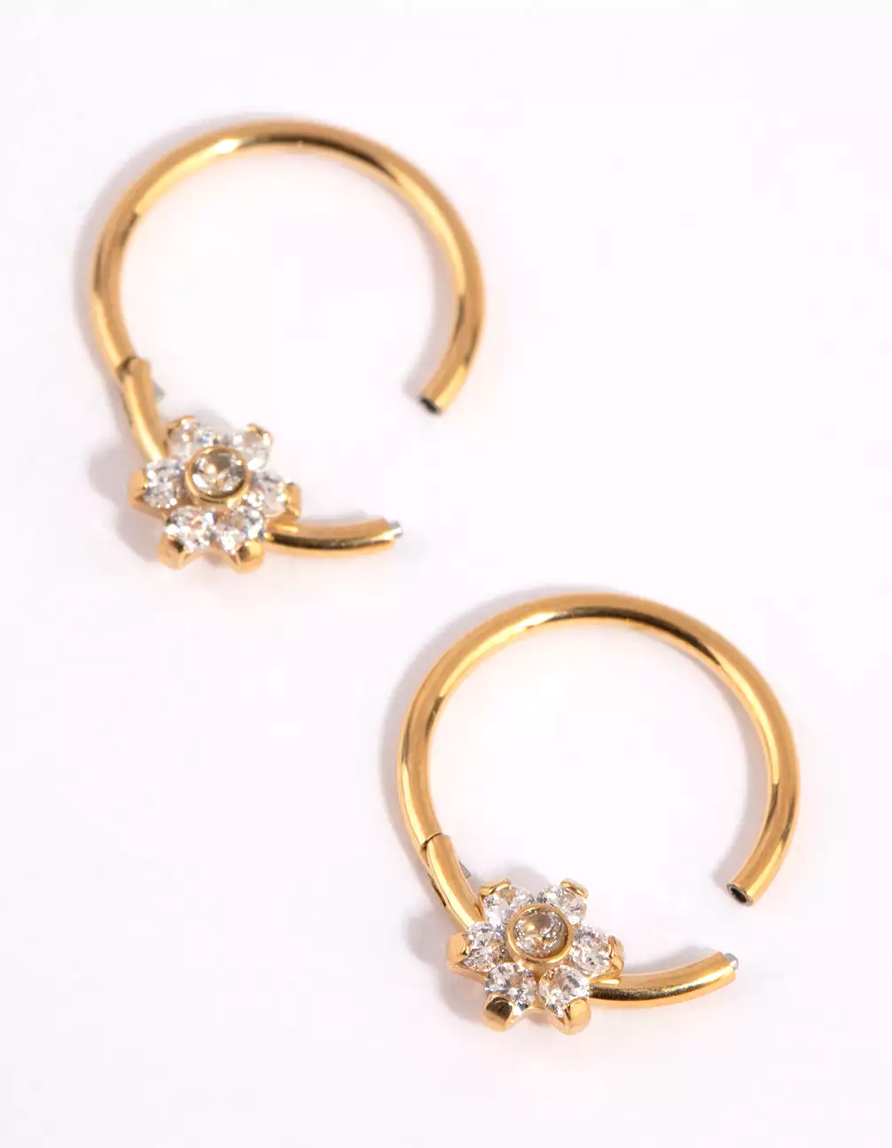 Gold Plated Surgical Steel Small Flower Hoop Earrings