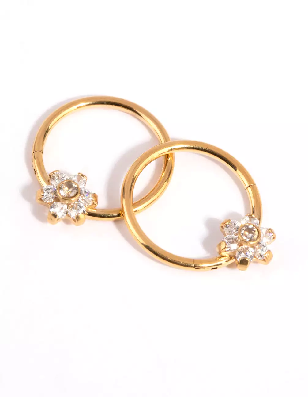 Gold Plated Surgical Steel Small Flower Hoop Earrings