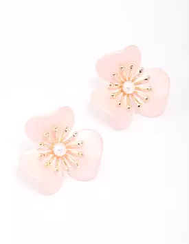 Gold Statement Flower Stud Earrings