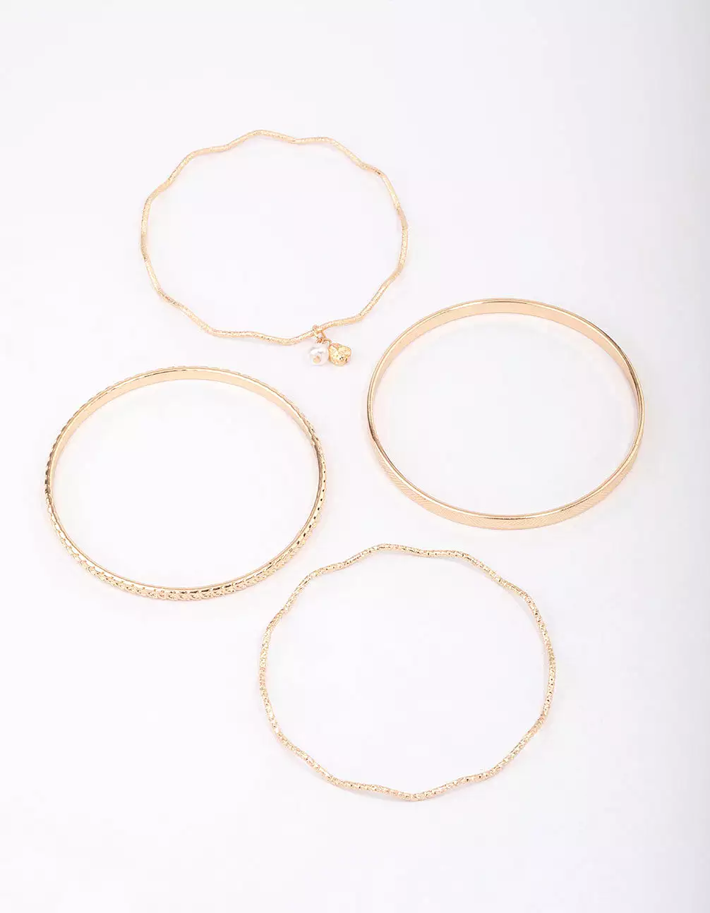 Gold Wavy Bangle 4-Pack