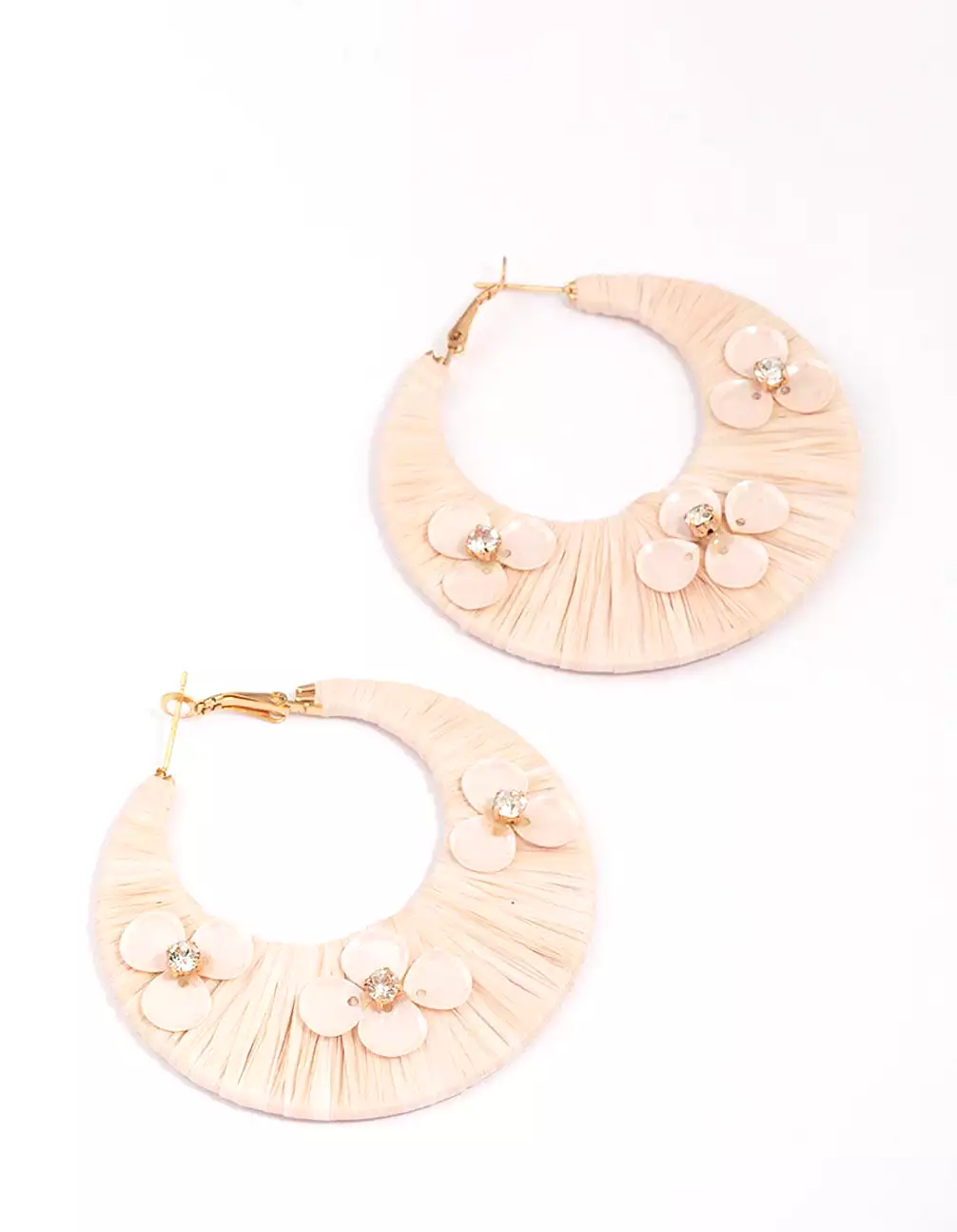 Gold Wrapped Flower Hoop Earrings