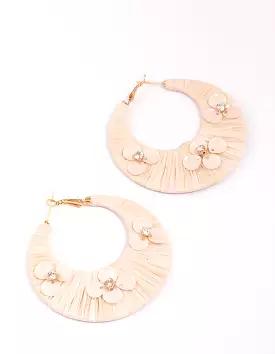 Gold Wrapped Flower Hoop Earrings