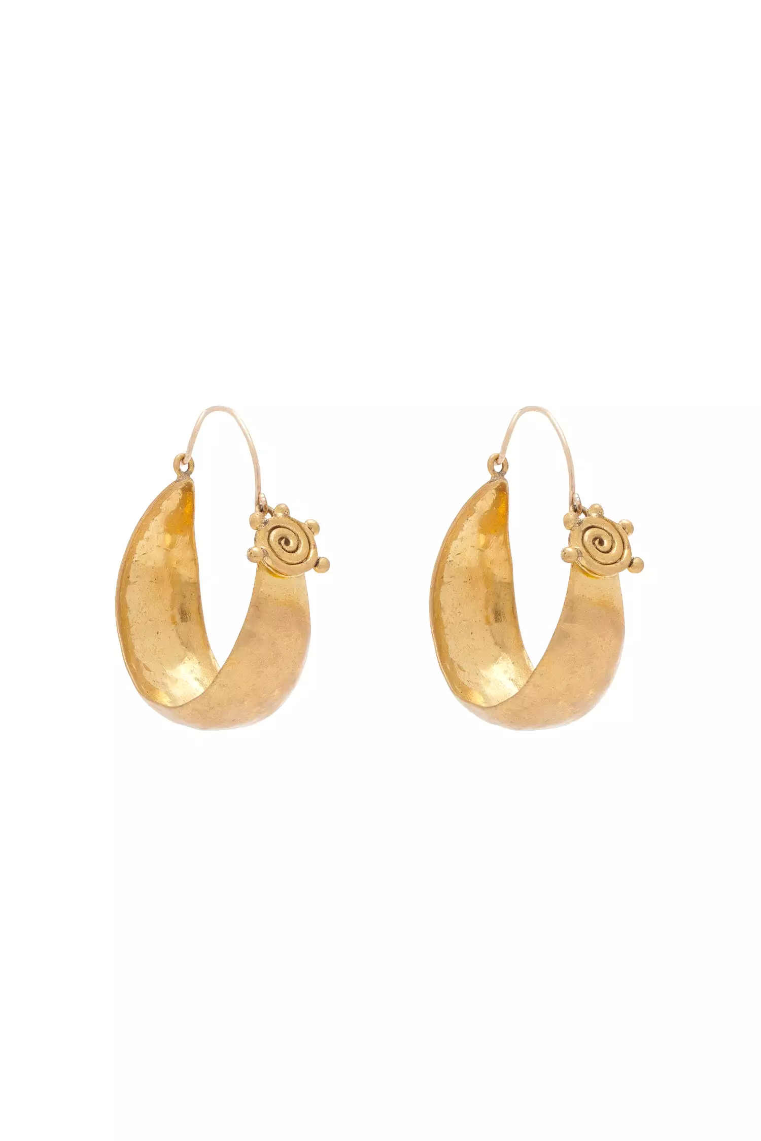 Hammered Circle Hoop Earring - Brass