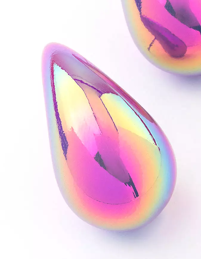 Holographic Gunmetal Teardrop Drop Earrings