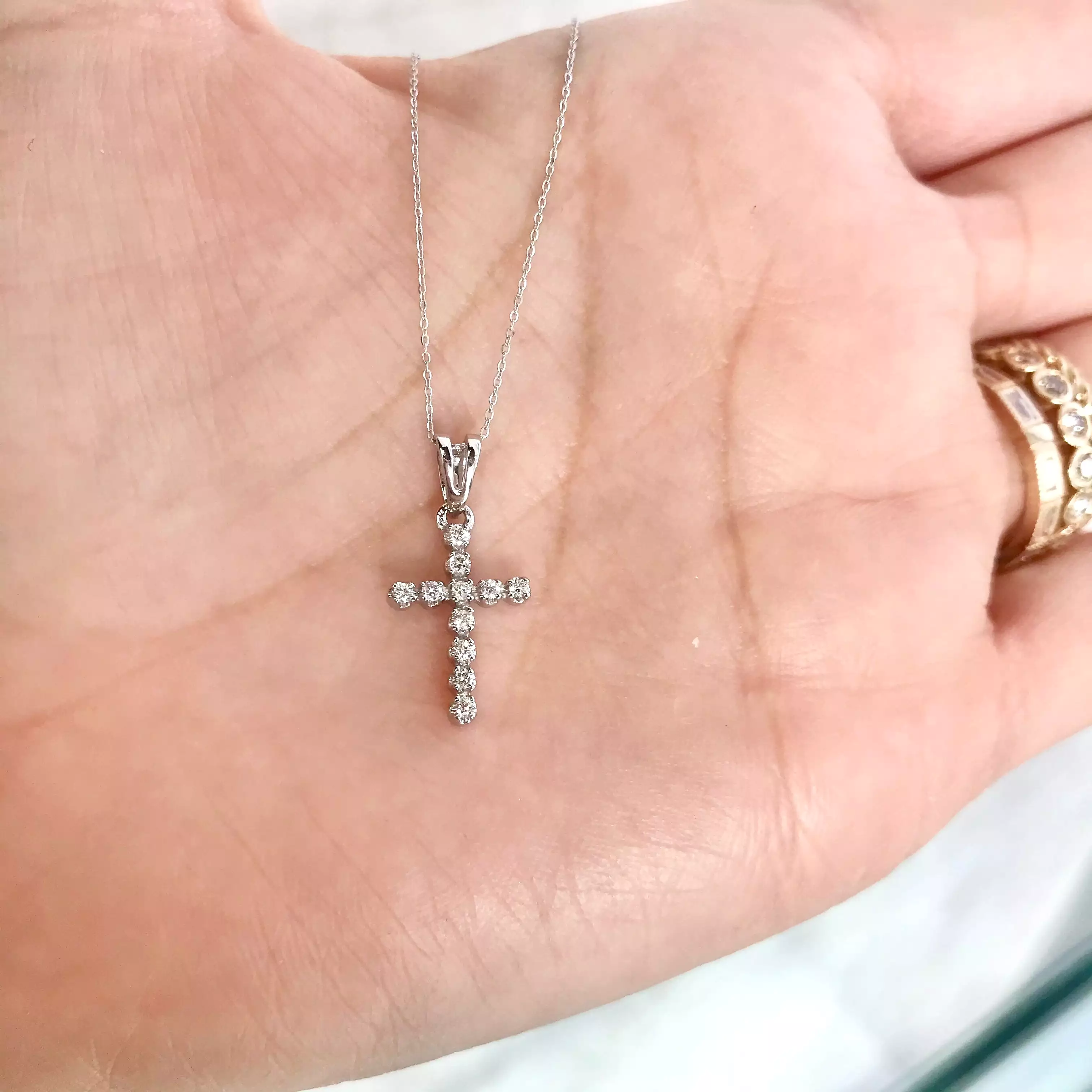 Icicles 10k Gold Diamond Cross Necklace