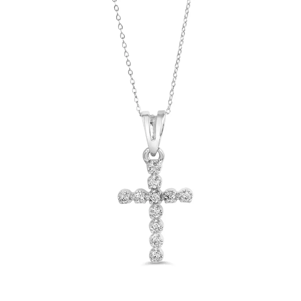 Icicles 10k Gold Diamond Cross Necklace