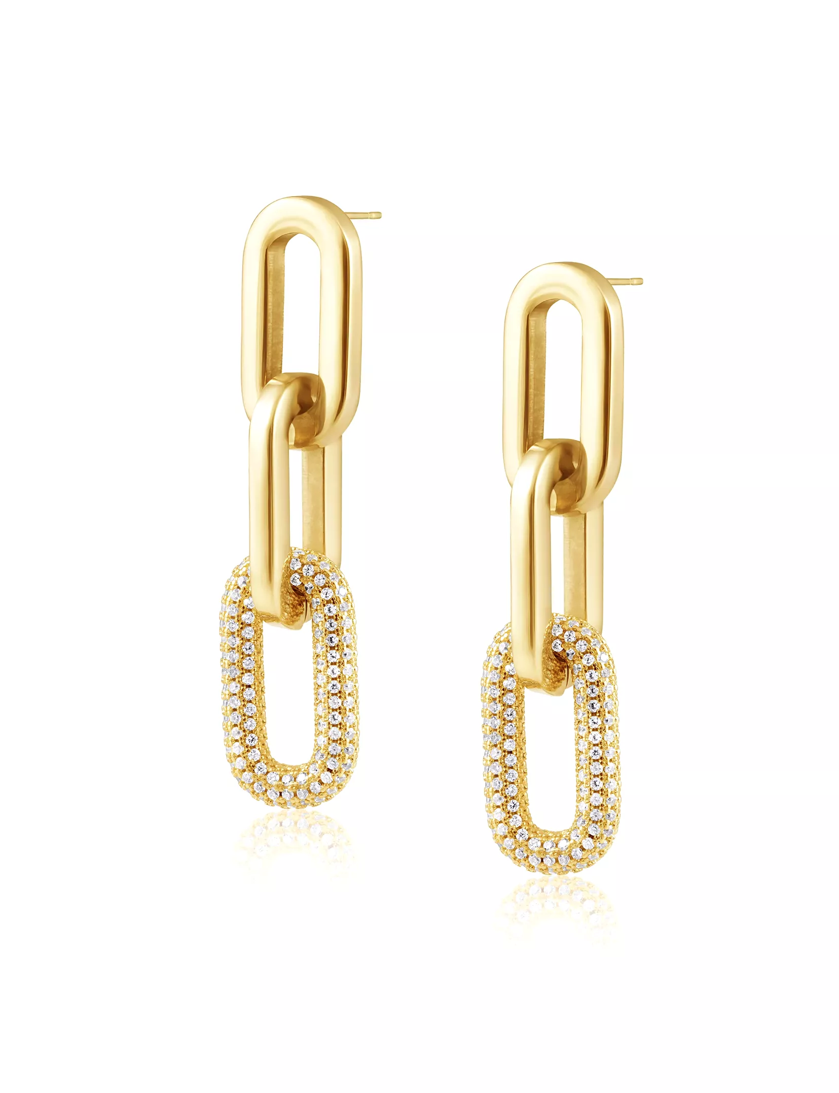 Jenna Pave Earrings, Gold Plated