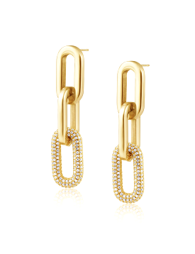 Jenna Pave Earrings, Gold Plated