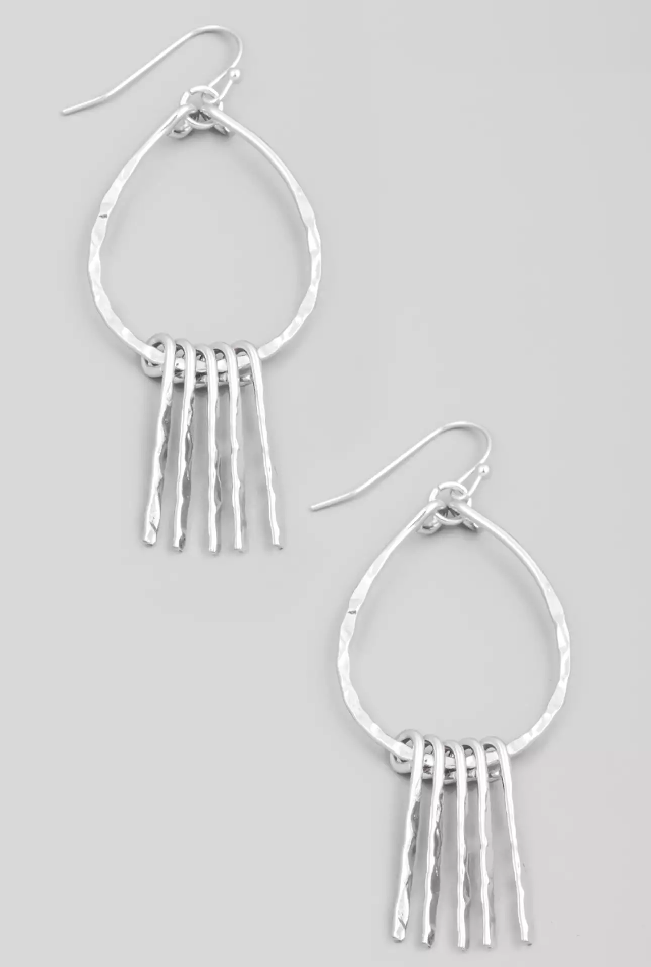 Katrina Teardrop Bar Dangle Earrings  Silver