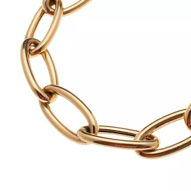 Large 14K Gold Elongated Round Link Necklace