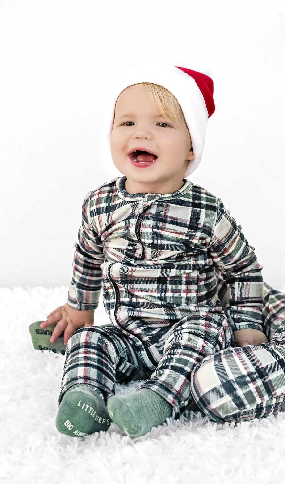 LB x Baby Breez Long Sleeve Romper Pajamas - Plaid