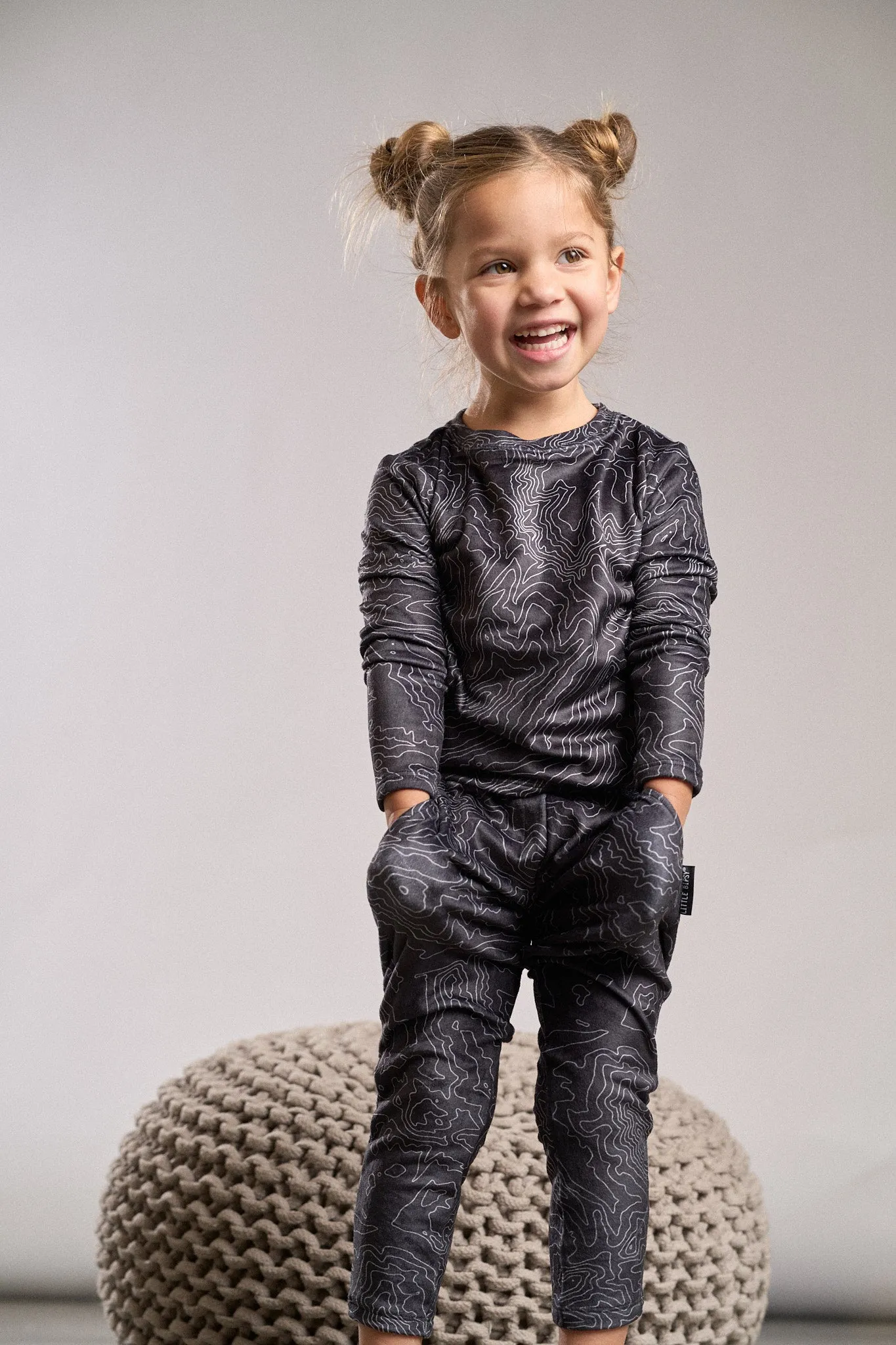 LB x Baby Breez Long Sleeve Ski Resort 2 Piece Pajamas - Black