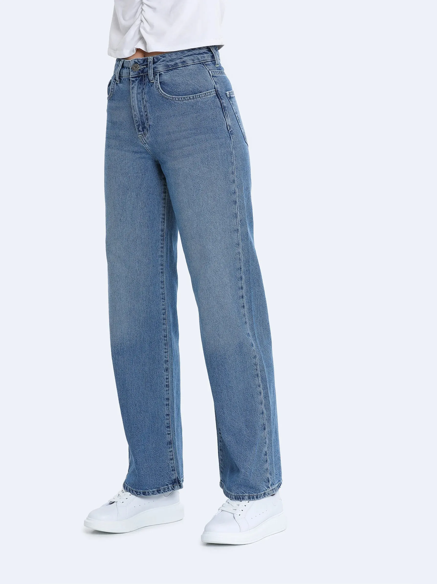 Light Blue Hourglass Wide Leg Jeans