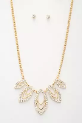 Marquise Rhinestone Link Metal Necklace