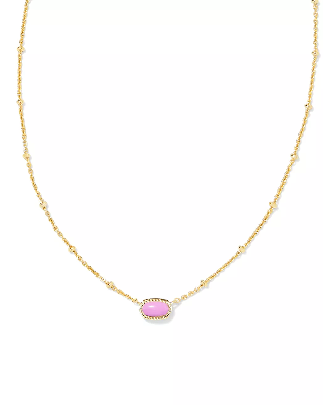 Mini Elisa Gold Satellite Short Pendant Necklace in Fuchsia Magnesite