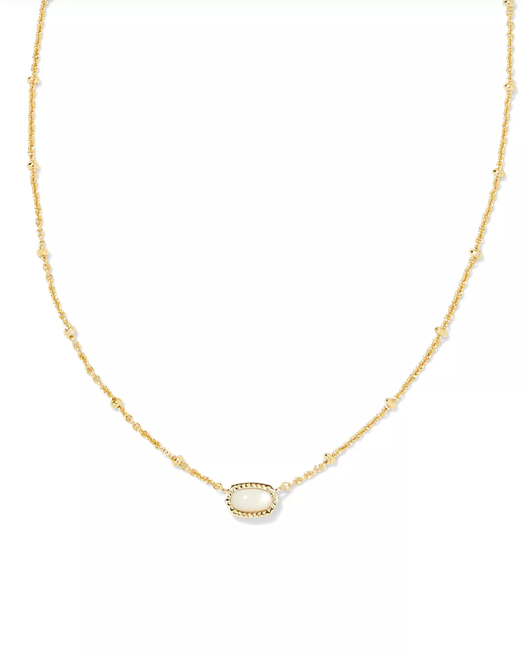 Mini Elisa Gold Satellite Short Pendant Necklace in Ivory Mother-Of-Pearl