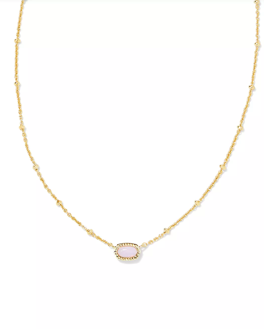 Mini Elisa Gold Satellite Short Pendant Necklace in Pink Opalite