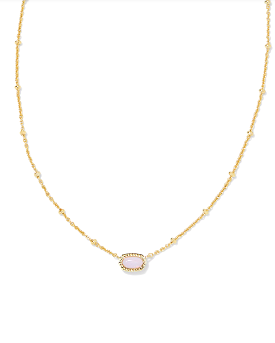 Mini Elisa Gold Satellite Short Pendant Necklace in Pink Opalite