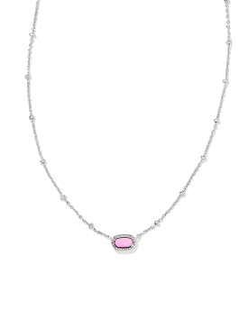 Mini Elisa Silver Satellite Short Pendant Necklace in Fuchsia Magnesite