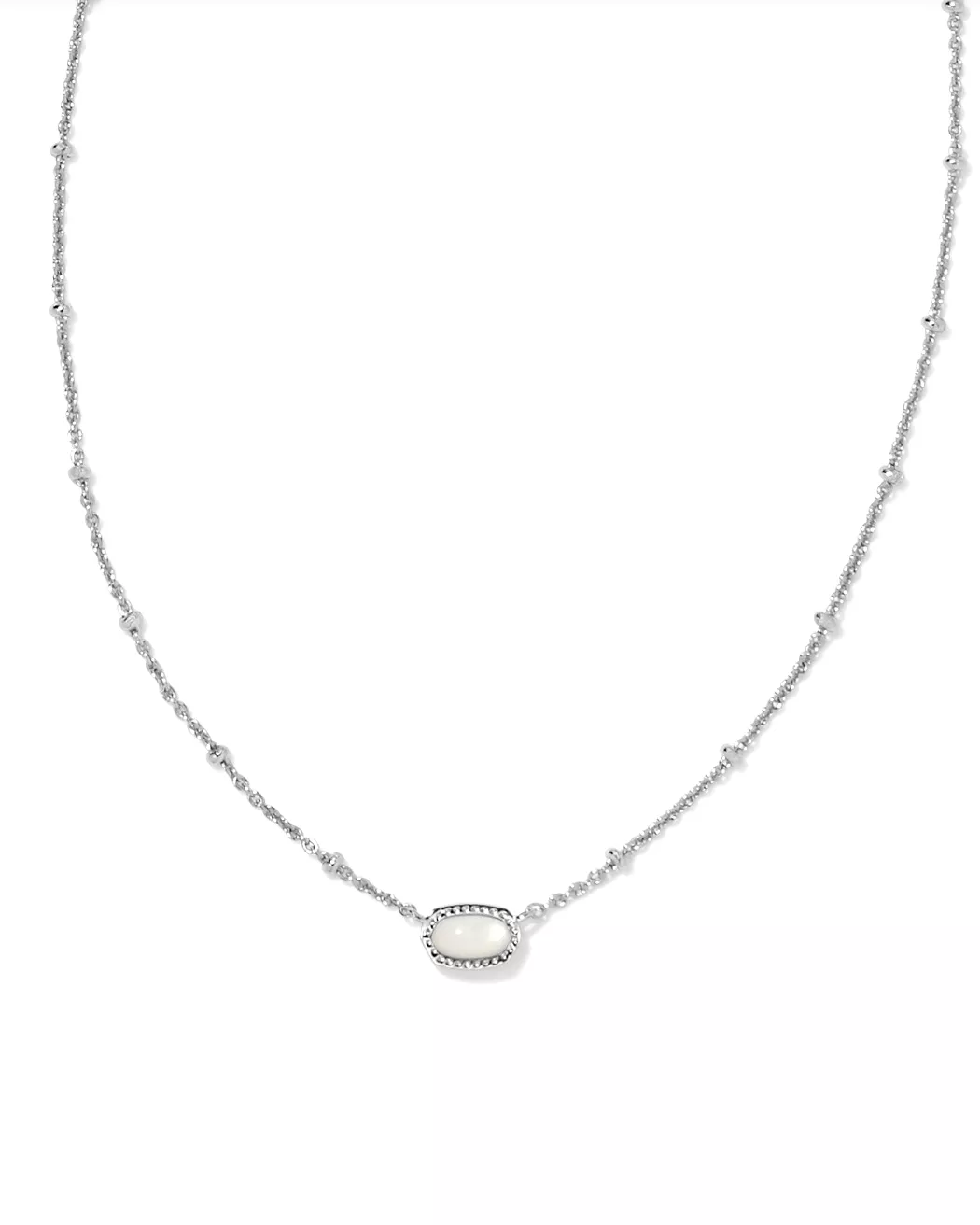 Mini Elisa Silver Satellite Short Pendant Necklace in Ivory Mother-of-Pearl