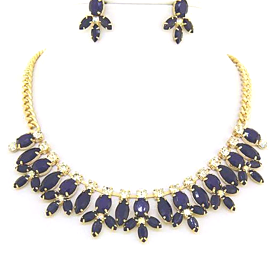 Montana Blue Crystal Collar Necklace and Earrings