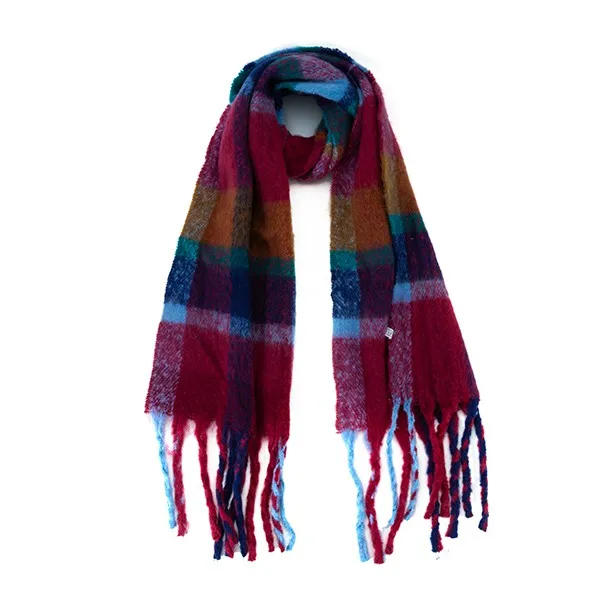 MULTI TONED PLAID FUZZY SCARF