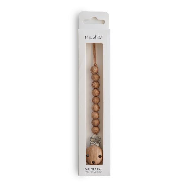 Mushie Hera Pacifier Clip - Faux Wood