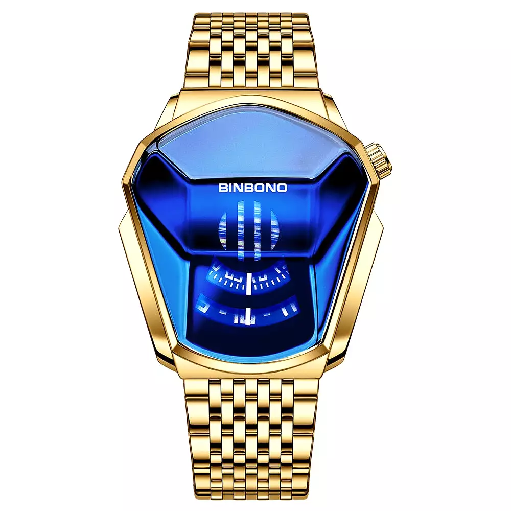 New Arrival Gold Stainless Steel Men Waterproof Creative Wristwatch