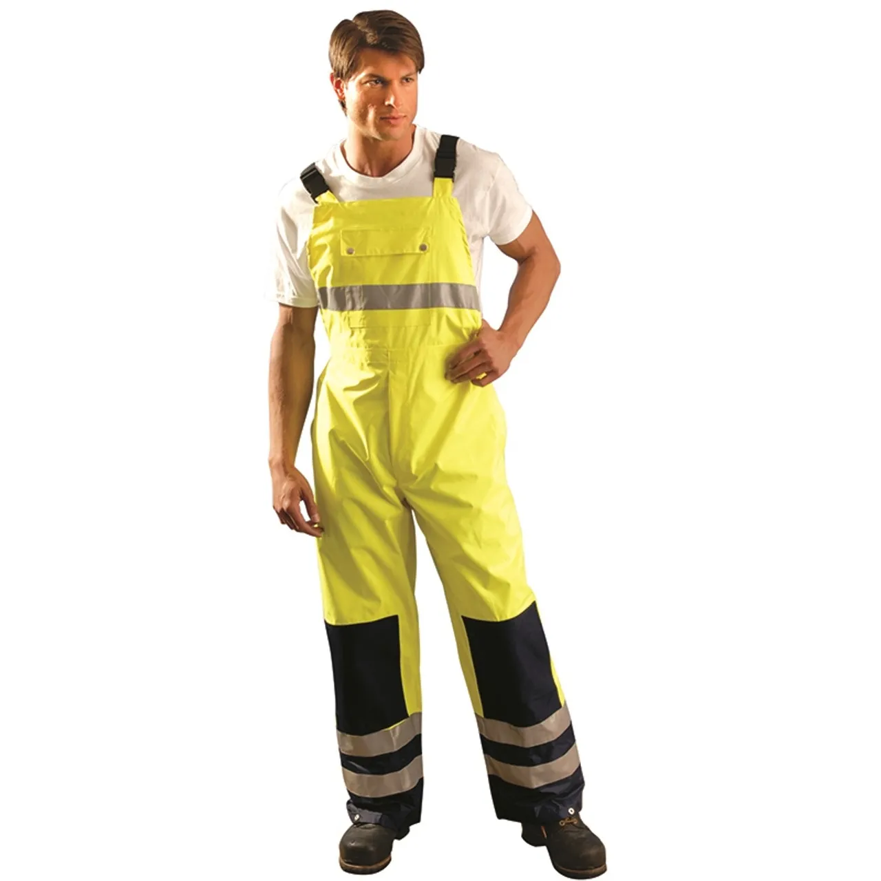 Occunomix Class E Hi Vis Yellow Breathable Waterproof Bib Pants LUX-TENBIB