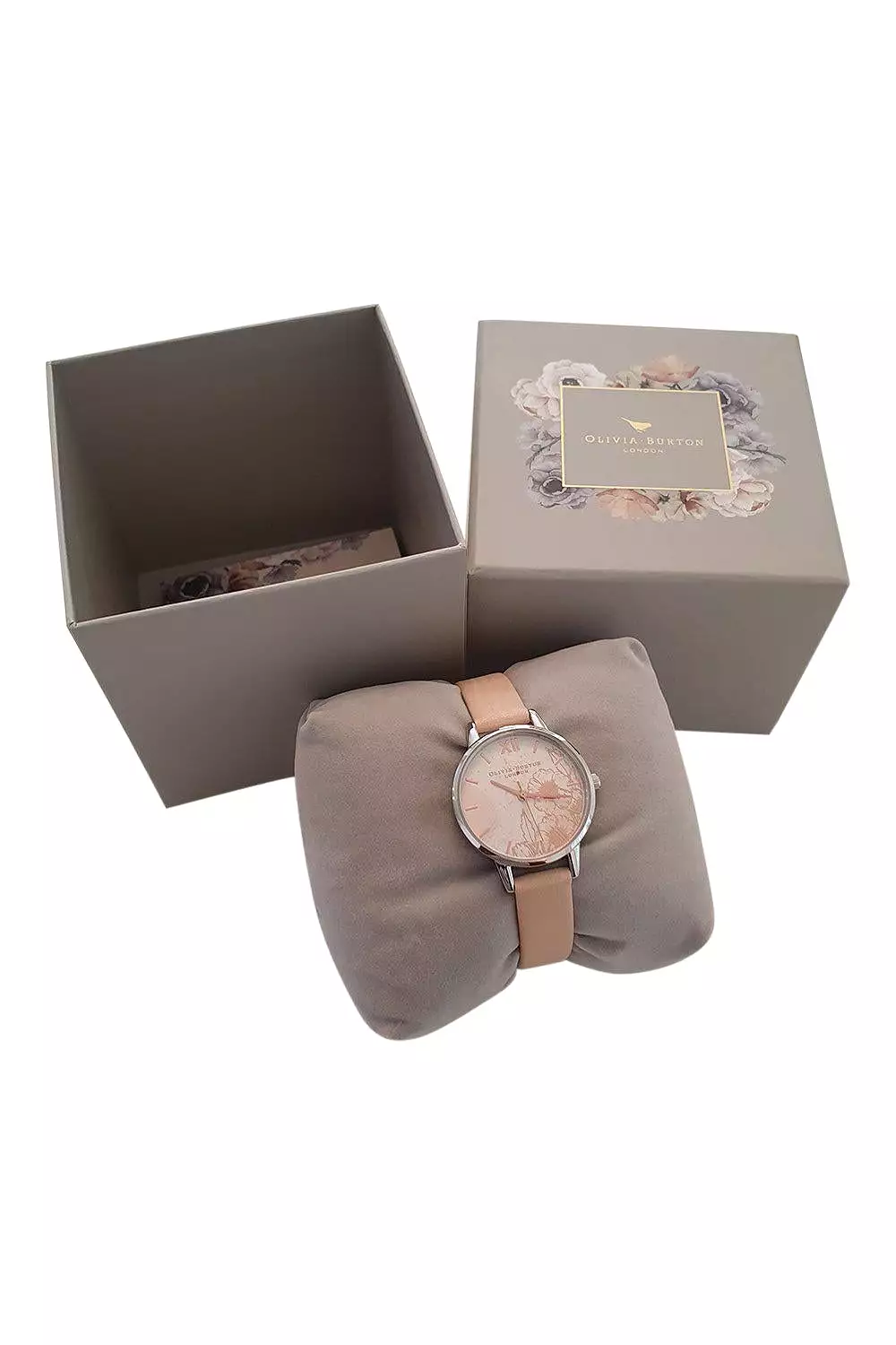 OLIVIA BURTON Women's Pink Silver Floral Watch OB16VM27