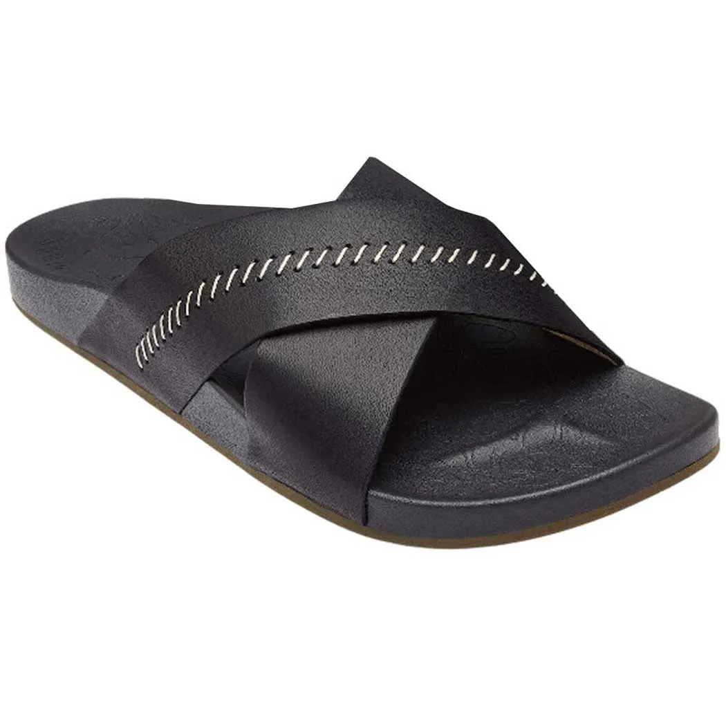 OluKai Kipea Olu Slide Sandal Black/ Black (Women's)