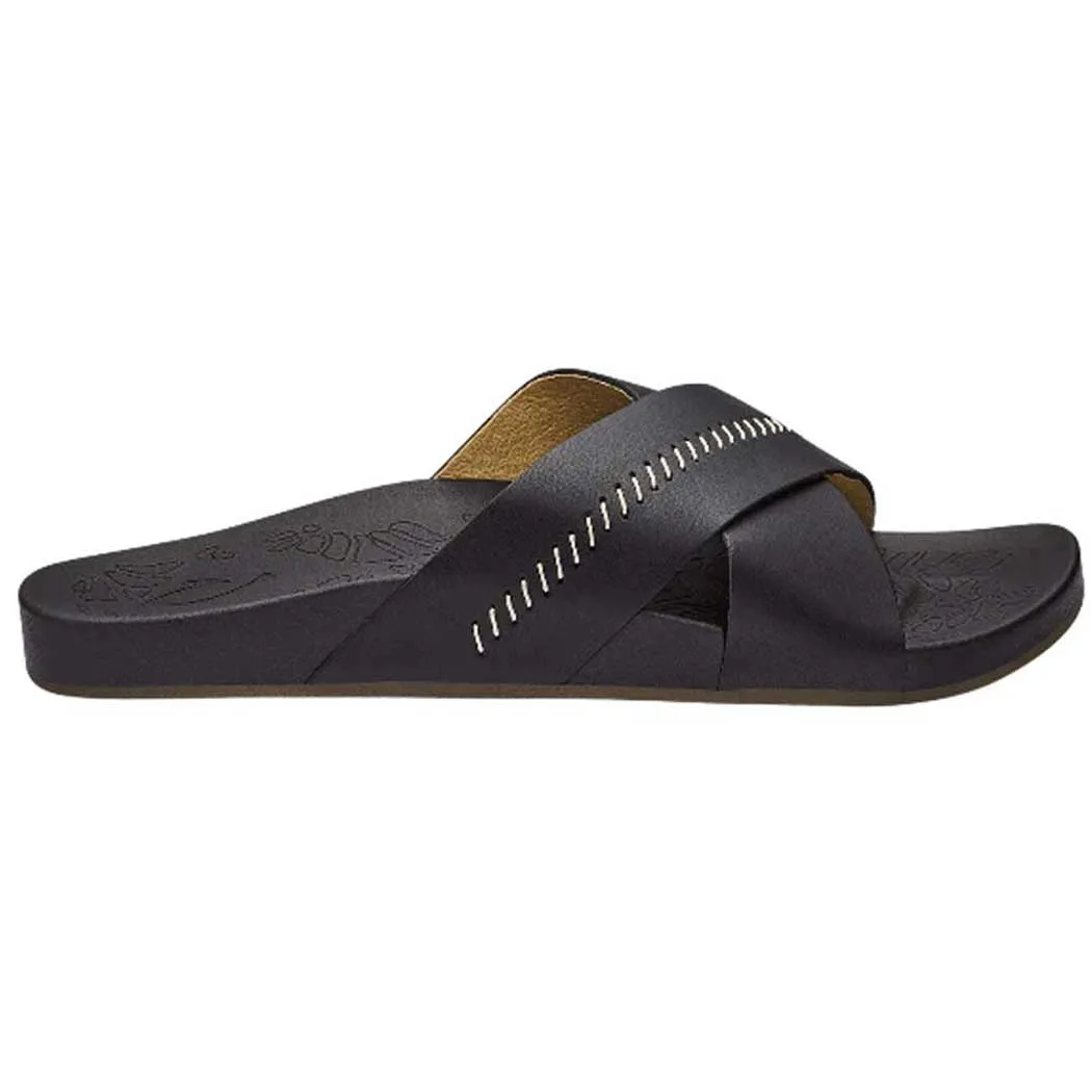 OluKai Kipea Olu Slide Sandal Black/ Black (Women's)