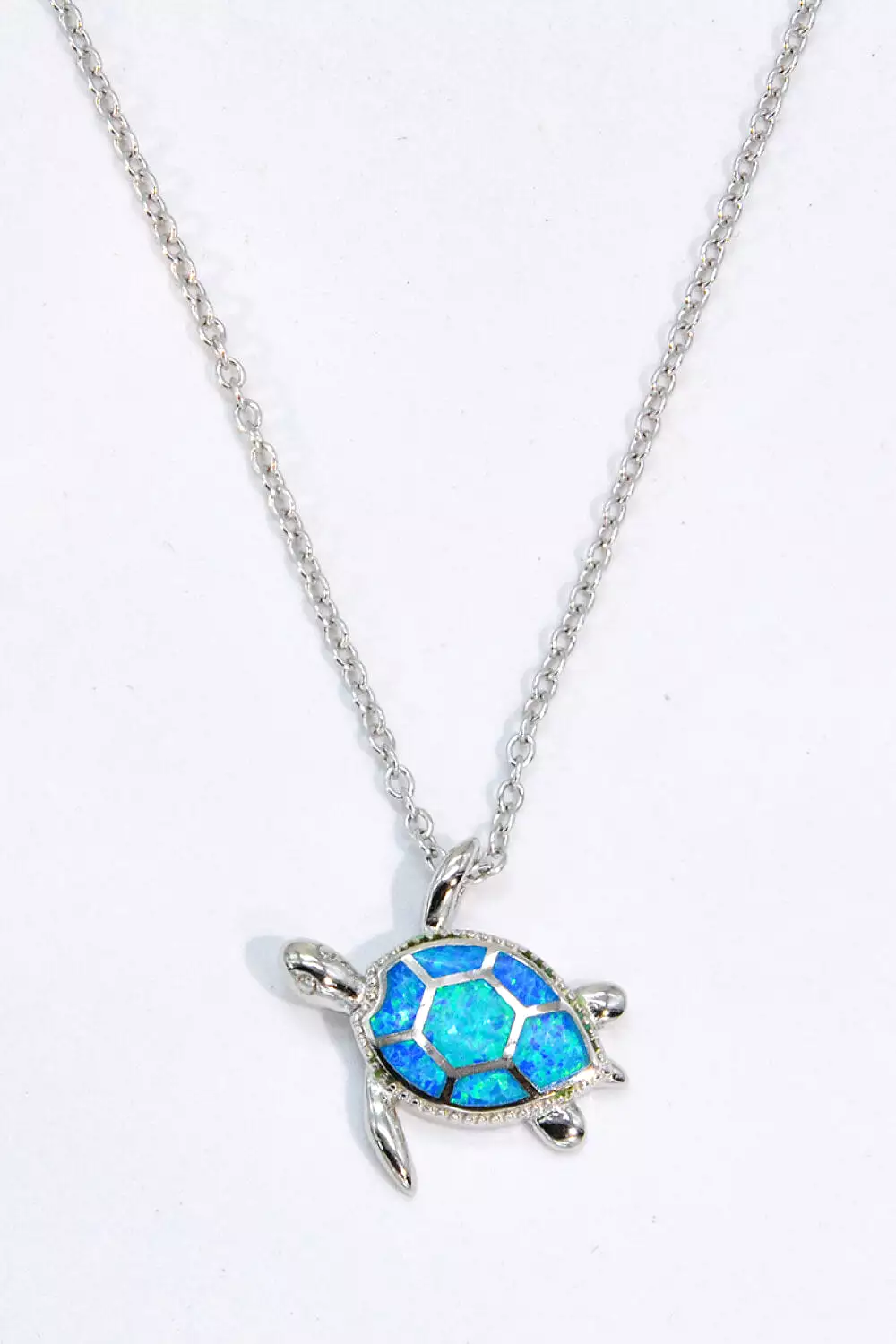 Opal Turtle Pendant Chain-Link Necklace